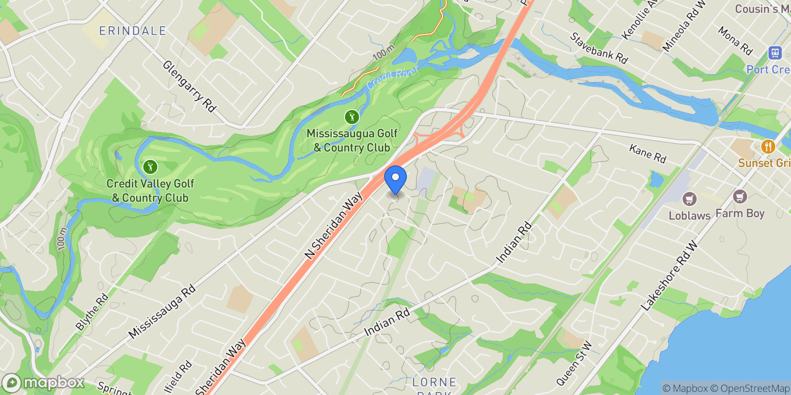 Map showing 1599 Hermant Crt, Mississauga, ON L5H 3T1, Mississauga, Ontario, Canada.
