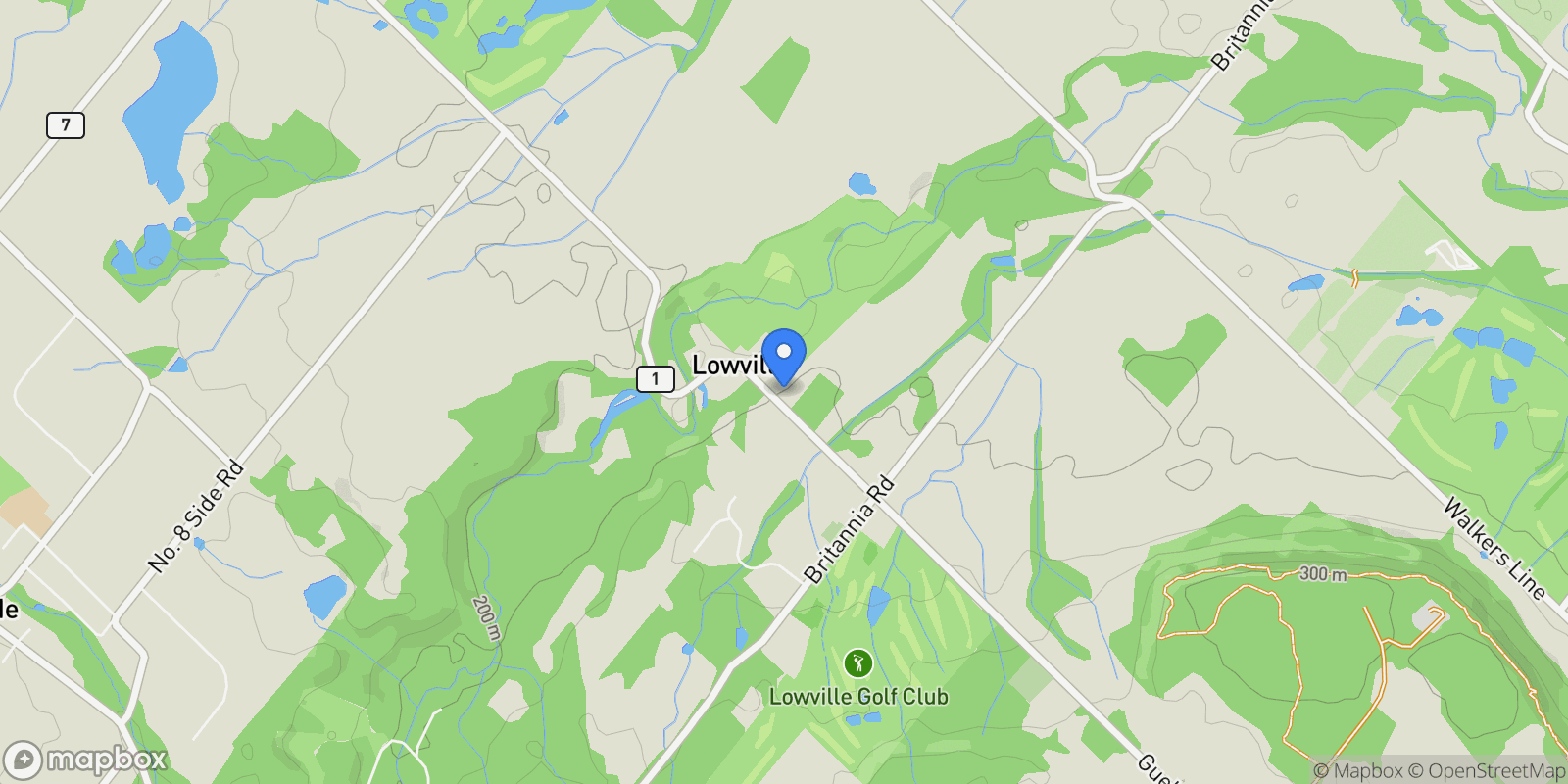 Map showing 6115 Guelph Line, Burlington, ON L7P 0A6, Burlington, Ontario, Canada.