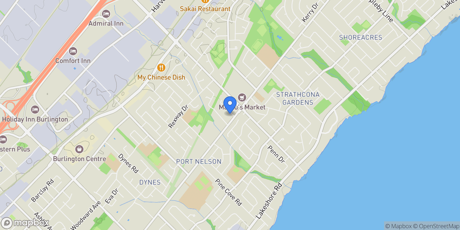 Map showing 452 Rothesay Pl, Burlington, ON L7N 1N5, Burlington, Ontario, Canada.