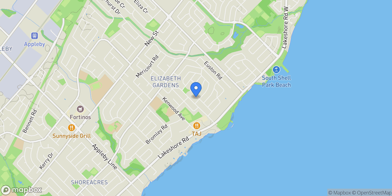 Map showing 172 Boxley Rd, Burlington, ON L7L 4S6, Burlington, Ontario, Canada.