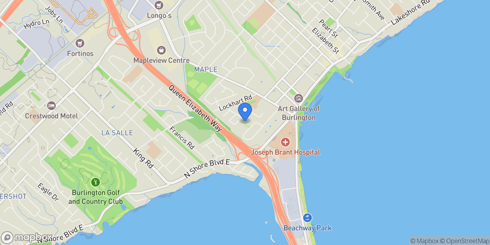 Map showing 518 Markay Common N/a, Burlington, ON L7S 0A6, Burlington, Ontario, Canada.