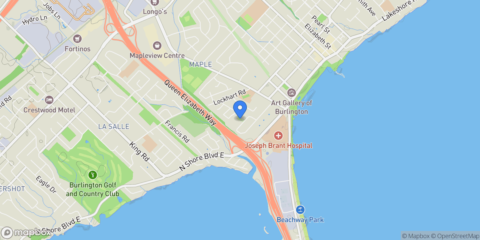 Map showing 510 Markay Common, Burlington, ON L7S 0A6, Burlington, Ontario, Canada.
