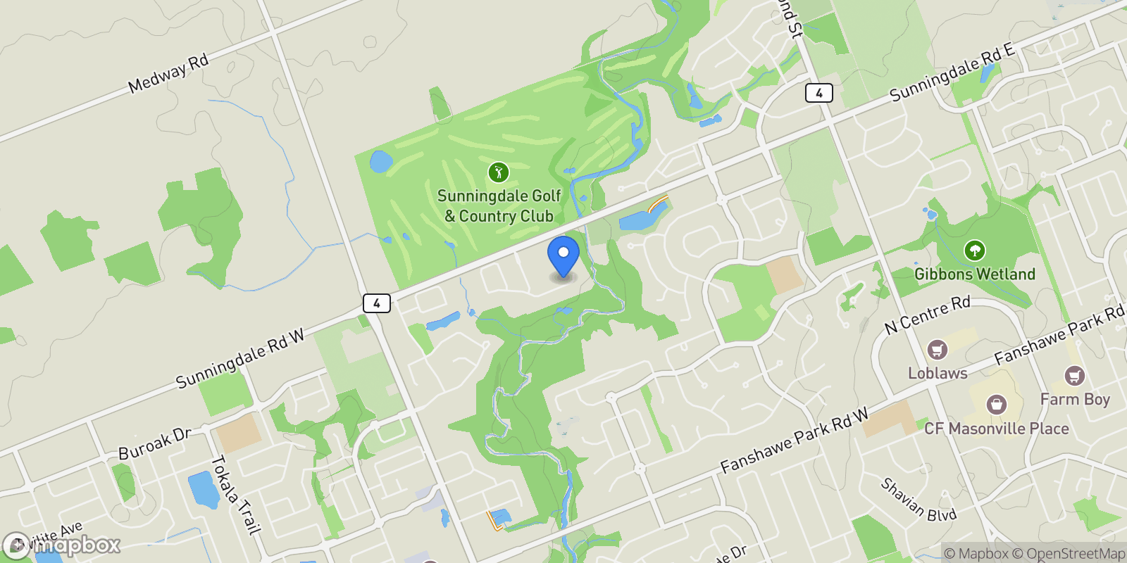 Map showing 526 Creekview Chse, London, ON N6G 3X8, London, Ontario, Canada.