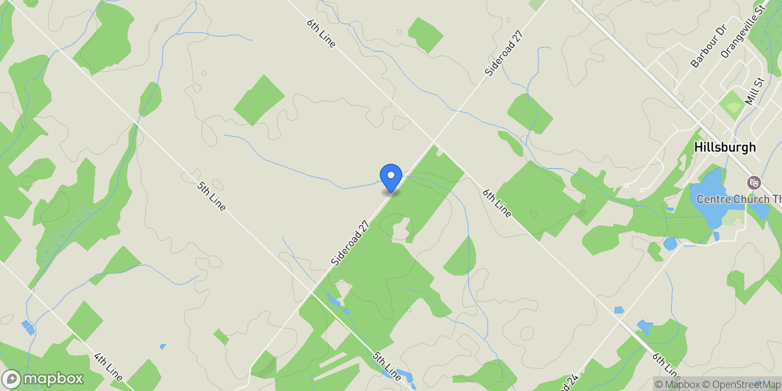 Map showing 9255 Sideroad 27, Erin, ON L4L 1A7, Erin, Ontario, Canada.