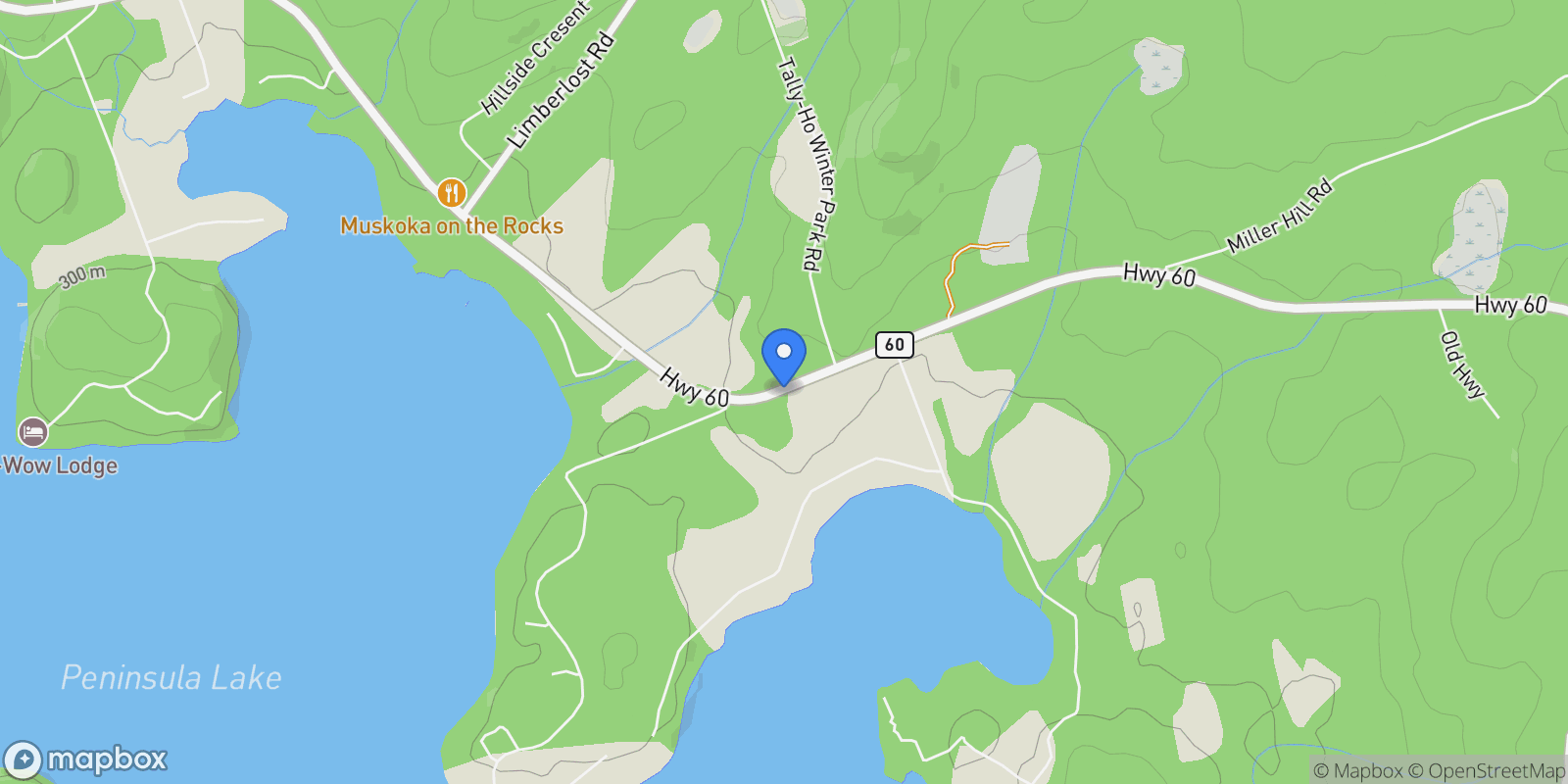 Map showing 2360 60 Highway, Huntsville, Ontario, Canada.