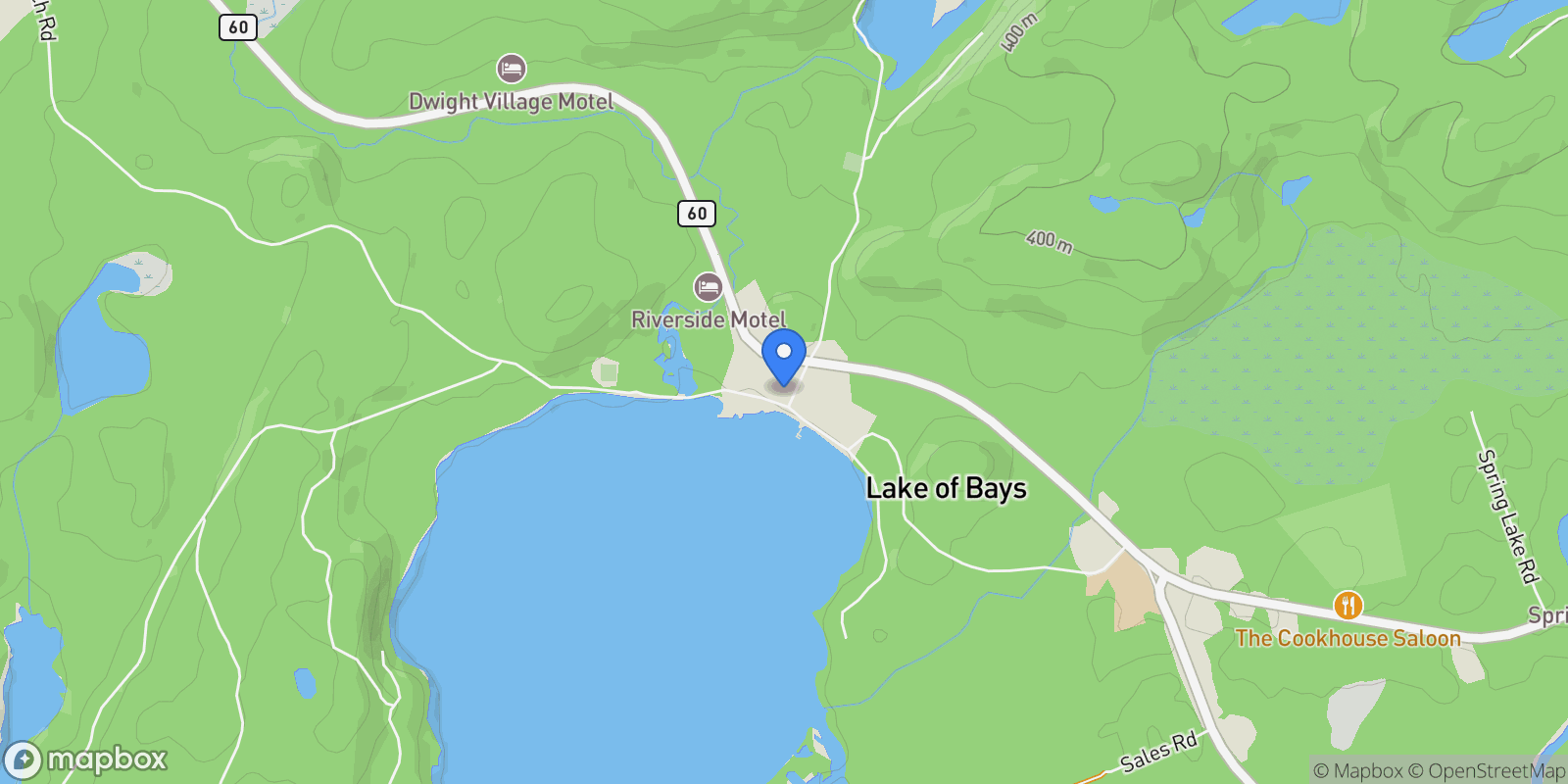 Map showing 1033 Point Ideal Road, Dwight, Ontario, Canada.