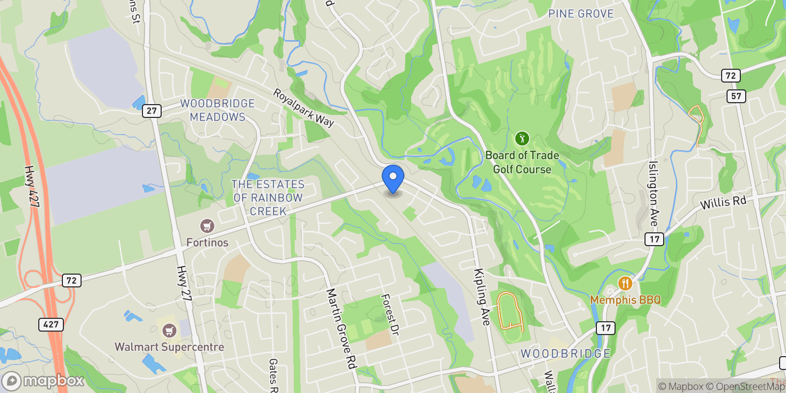 Map showing 144 Claremont Lane, Vaughan, Ontario, Canada.