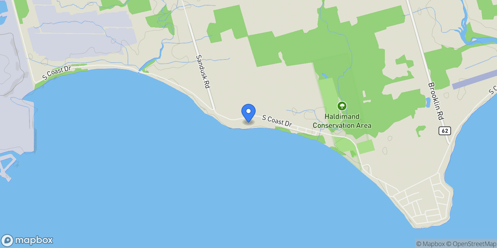 Map showing 488 South Coast Drive, Lambs Corners, Ontario, Canada.