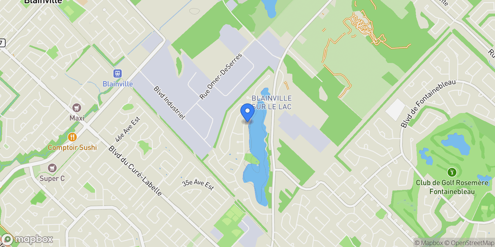 Map showing 49 Rue des Roseaux, Blainville, QC J7C6A9, Blainville, Quebec, Canada.