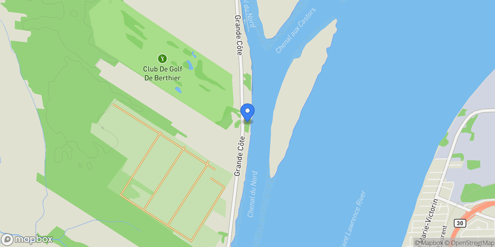 Map showing 1541 Grande-Côte, Sainte-Geneviève-de-Berthier, QC J0K1A0, Berthierville, Quebec, Canada.