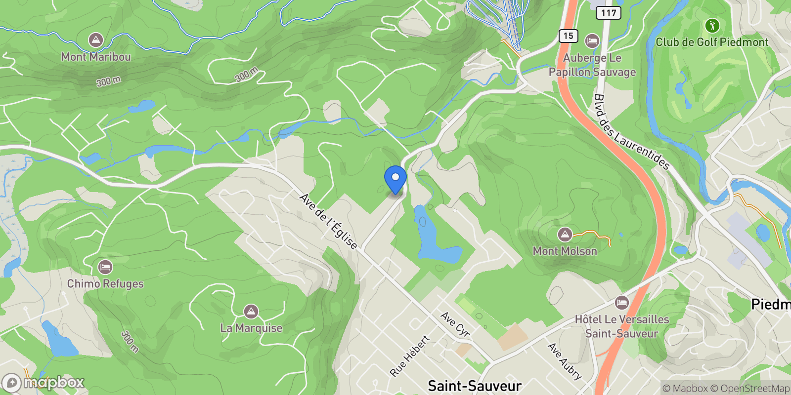Map showing 153 Ch. de la Rivière-à-Simon, Saint-Sauveur, Quebec, QC J0R1R7, Saint-Sauveur, Quebec, Canada.