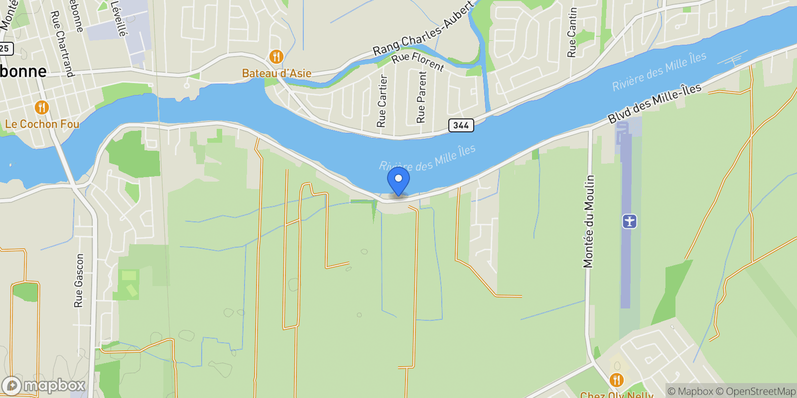 Map showing 7805Z Boul. des Mille-Îles, Saint-François, QC H7C1S9, Laval, Quebec, Canada.