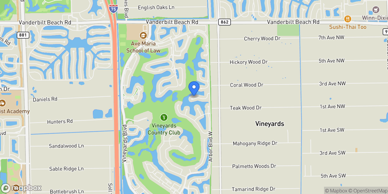 Map showing 487 Palo Verde DR, Naples, Florida, United States.