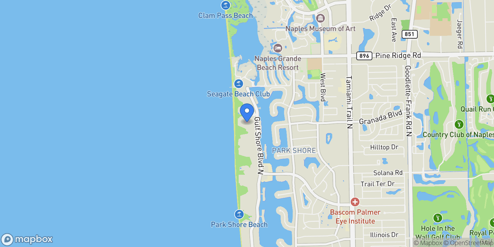 Map showing 4551 Gulf Shore BLVD N #1805, Naples, Florida, United States.