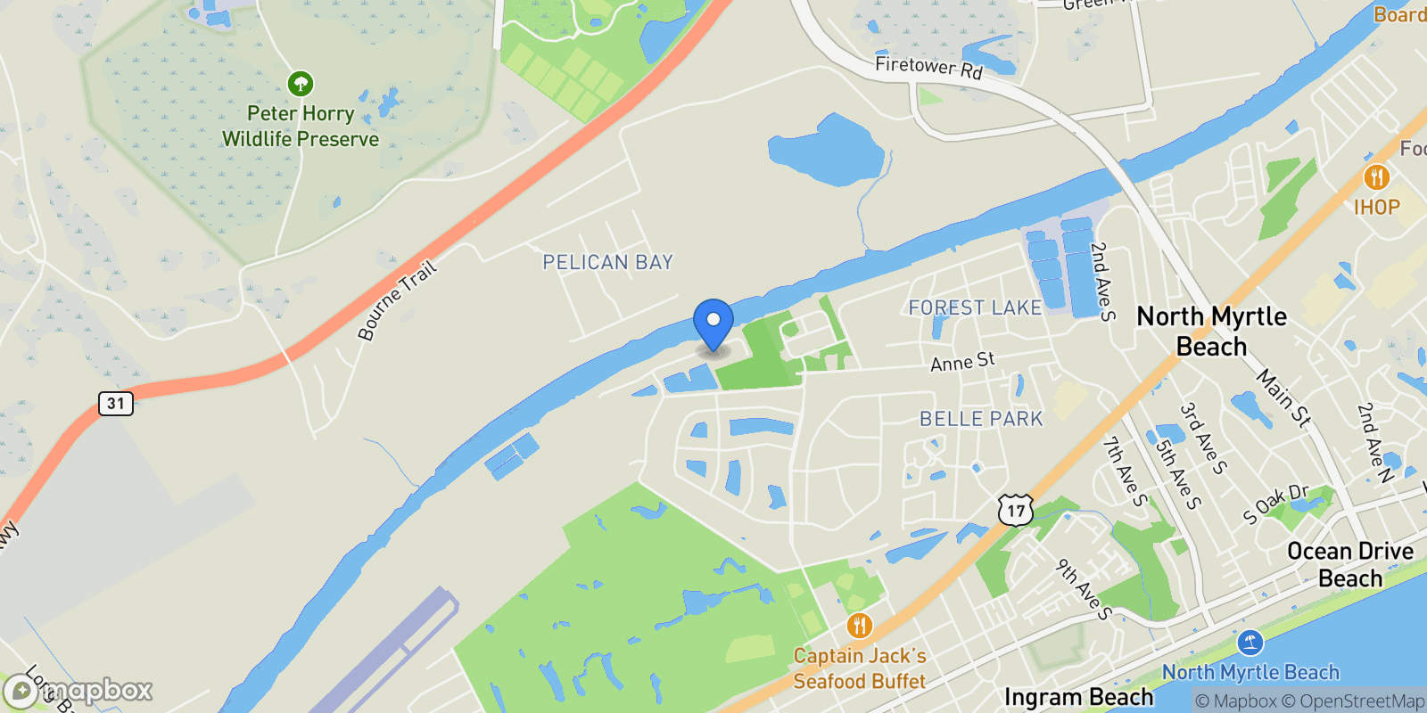 Map showing 304 Spartina Ct., North Myrtle Beach, SC 29582, North Myrtle Beach, South Carolina, United States.