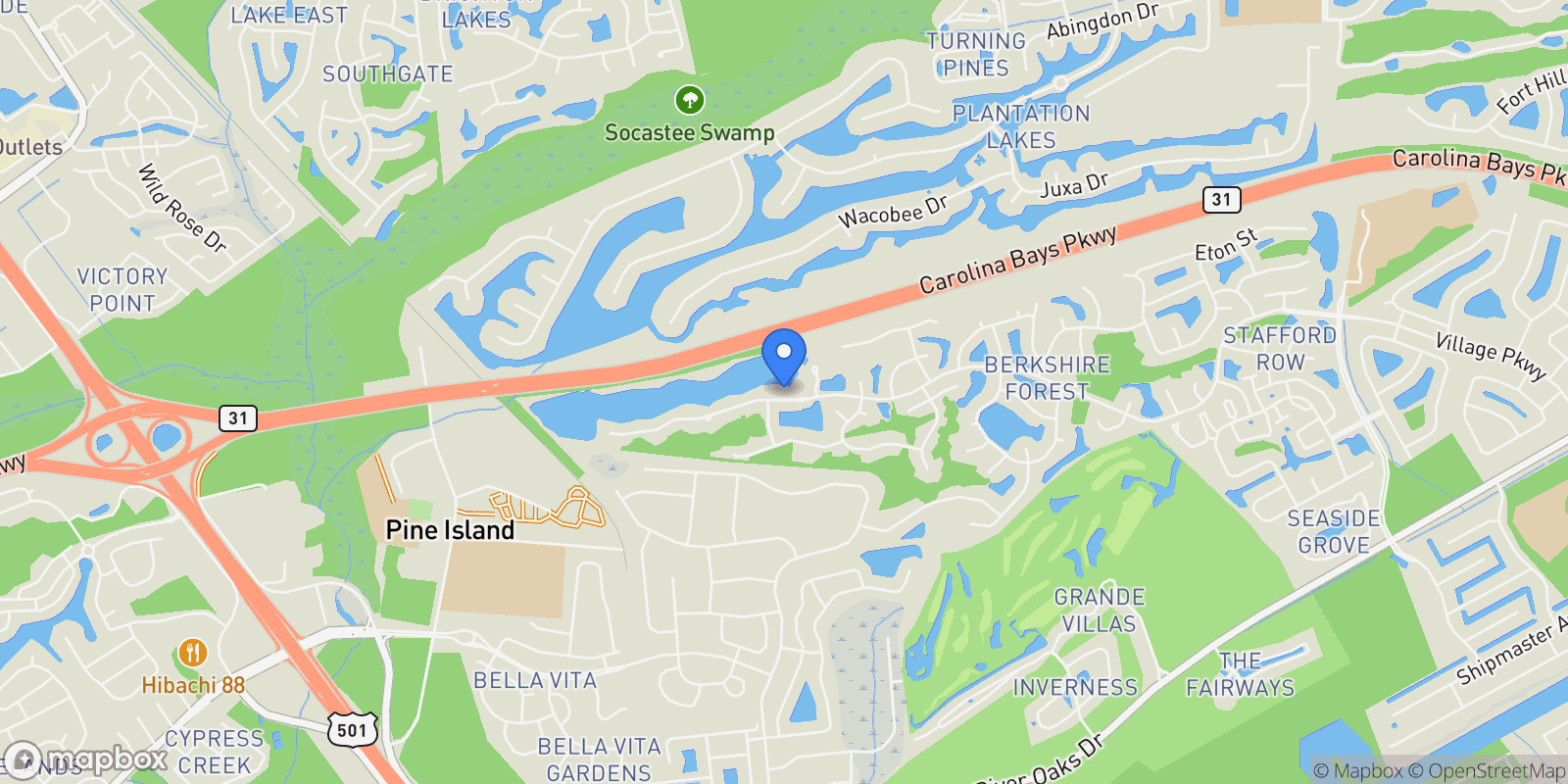 Map showing 1034 Brentford Pl., Myrtle Beach, SC 29579, Myrtle Beach, South Carolina, United States.