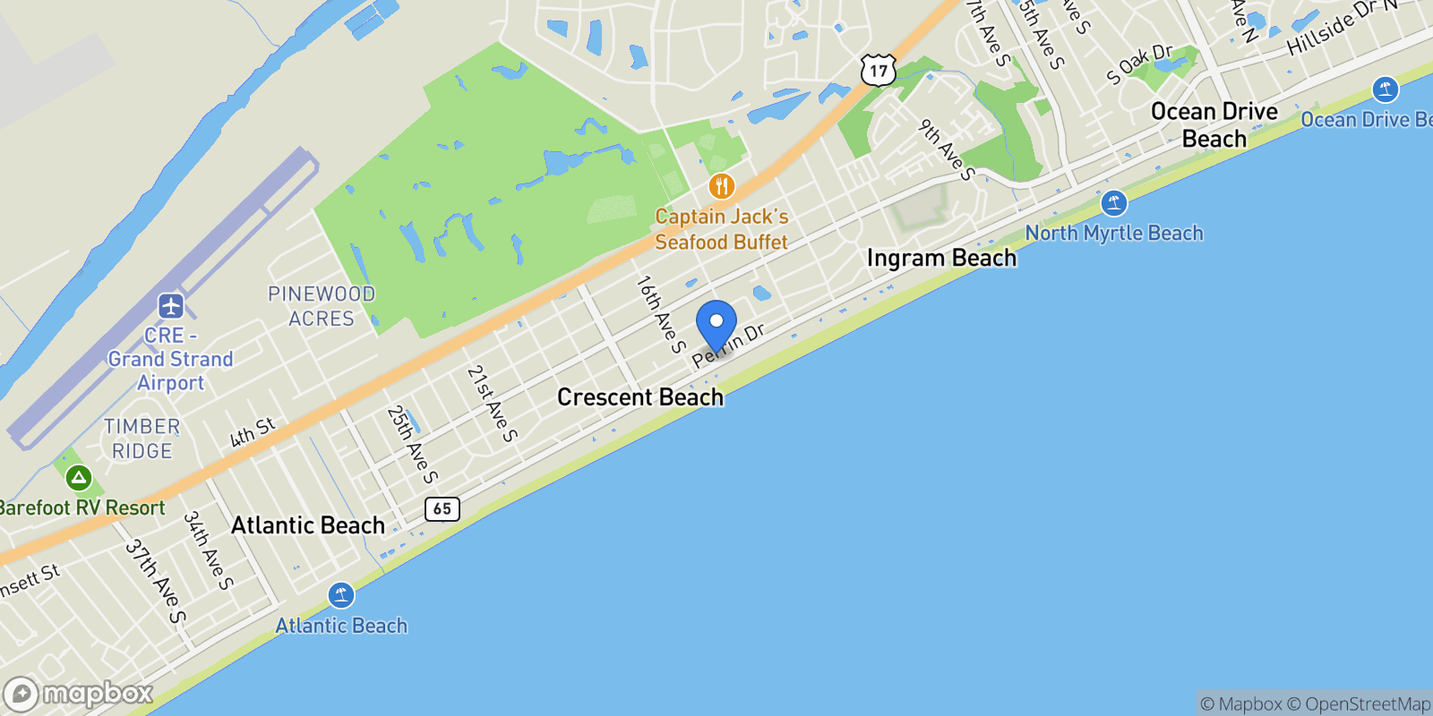 Map showing 1512 S. Ocean Blvd., North Myrtle Beach, SC 29582, North Myrtle Beach, South Carolina, United States.