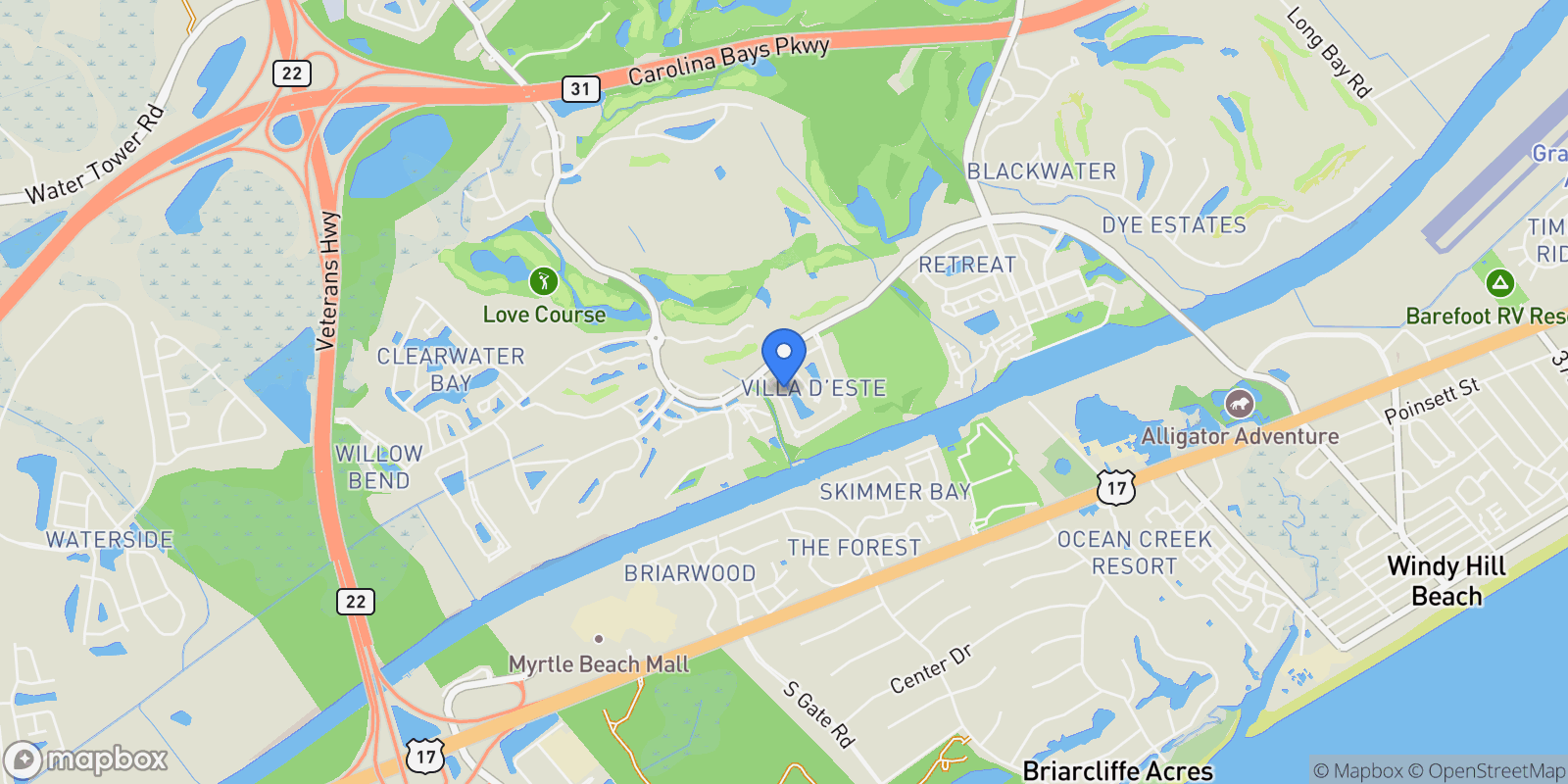 Map showing 2315 Via Palma Dr., North Myrtle Beach, SC 29582, North Myrtle Beach, South Carolina, United States.