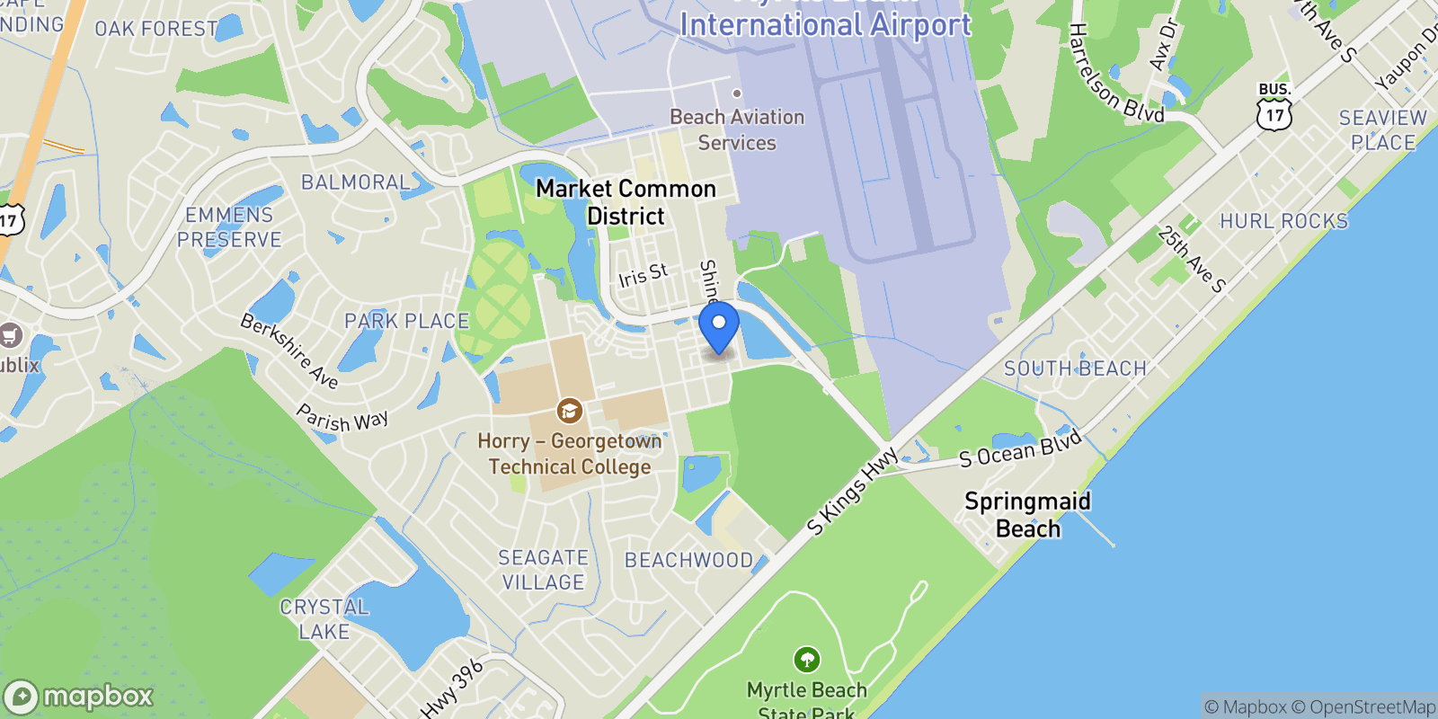 Map showing 720 Satterwhite Way, Myrtle Beach, SC 29577, Myrtle Beach, South Carolina, United States.