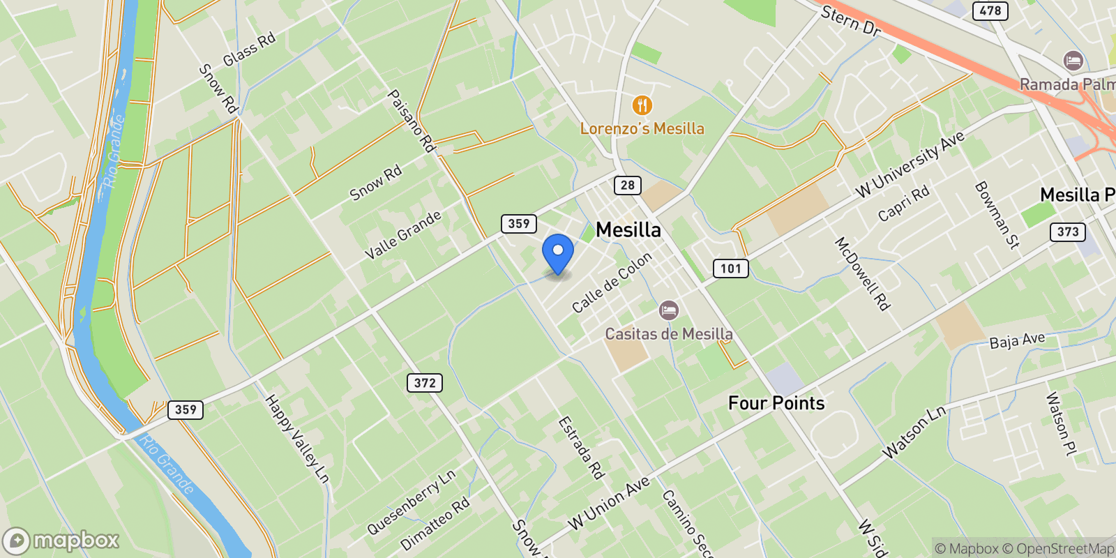 Map showing 2518 Calle de Santiago, Mesilla, NM 88046, Las Cruces, New Mexico, United States.