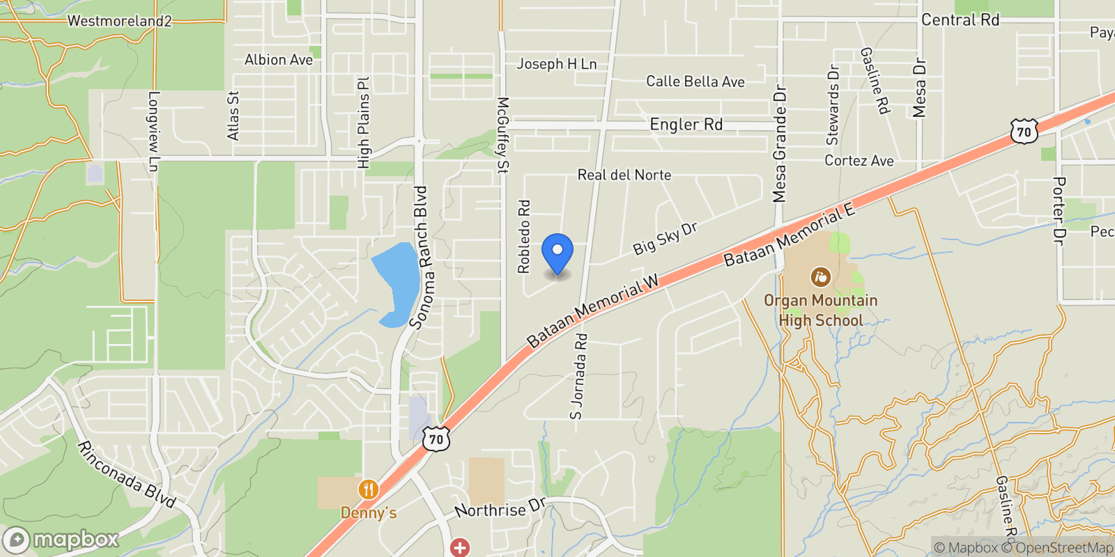 Map showing 5750 Shadow Hills Road, Las Cruces, NM 88012, Las Cruces, New Mexico, United States.
