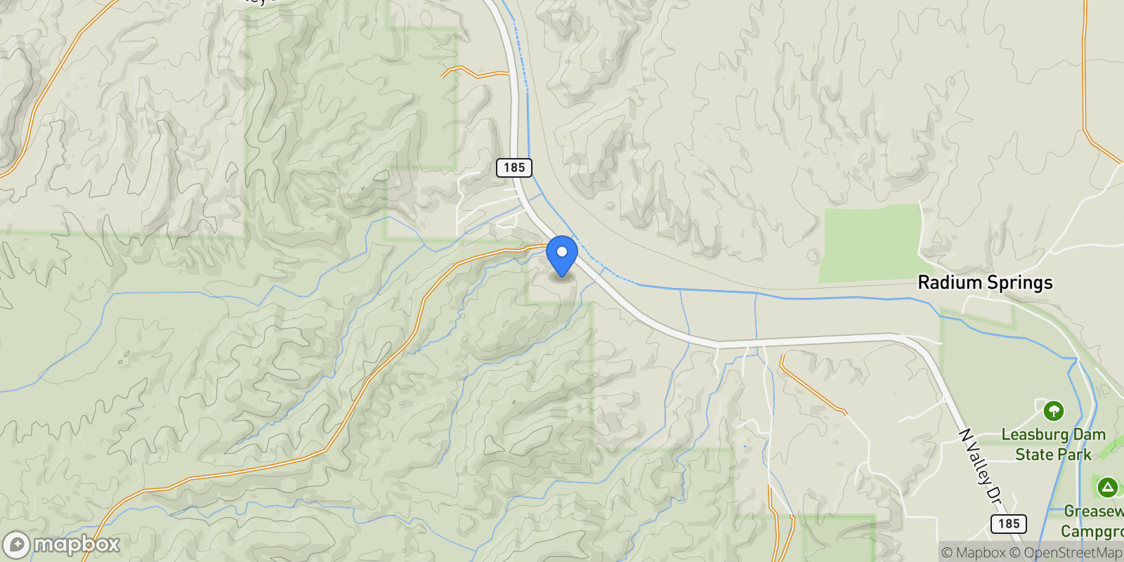 Map showing 14255 Hwy 185, Radium Springs, NM 88054, Las Cruces, New Mexico, United States.