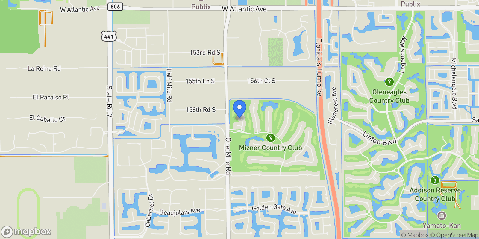 Map showing 15969 Double Eagle Trail, Delray Beach, Florida, United States.