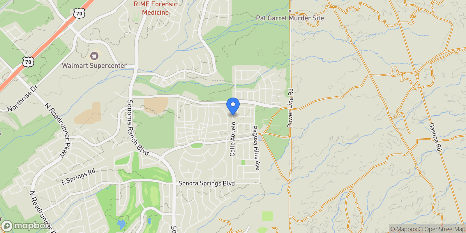 Map showing 4242 Purple Sage Drive, Las Cruces, NM 88011, Las Cruces, New Mexico, United States.