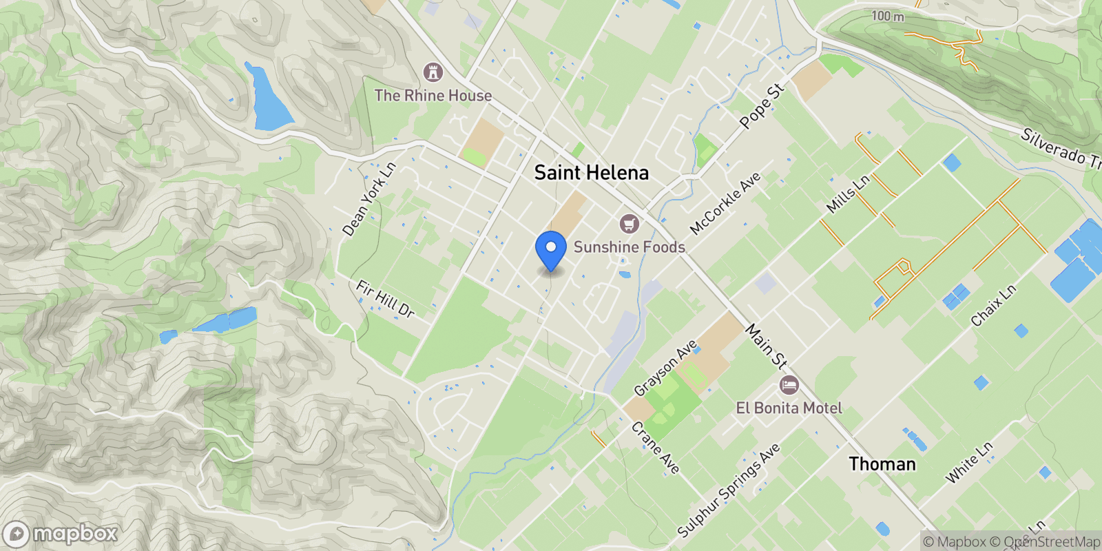 Map showing 1711 Tainter St, St. Helena, CA 94574, St. Helena, California, United States.