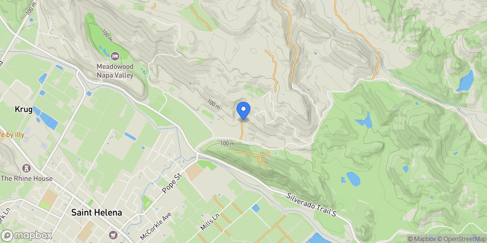 Map showing 1250 Oakwood Ln, St. Helena, CA 94574, St. Helena, California, United States.