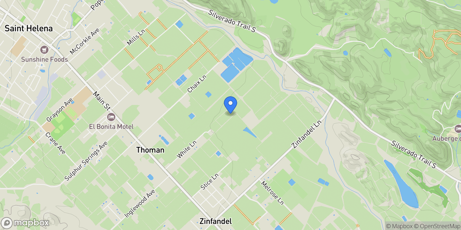 Map showing 218 Zinfandel Ln, St. Helena, CA 94574, St. Helena, California, United States.