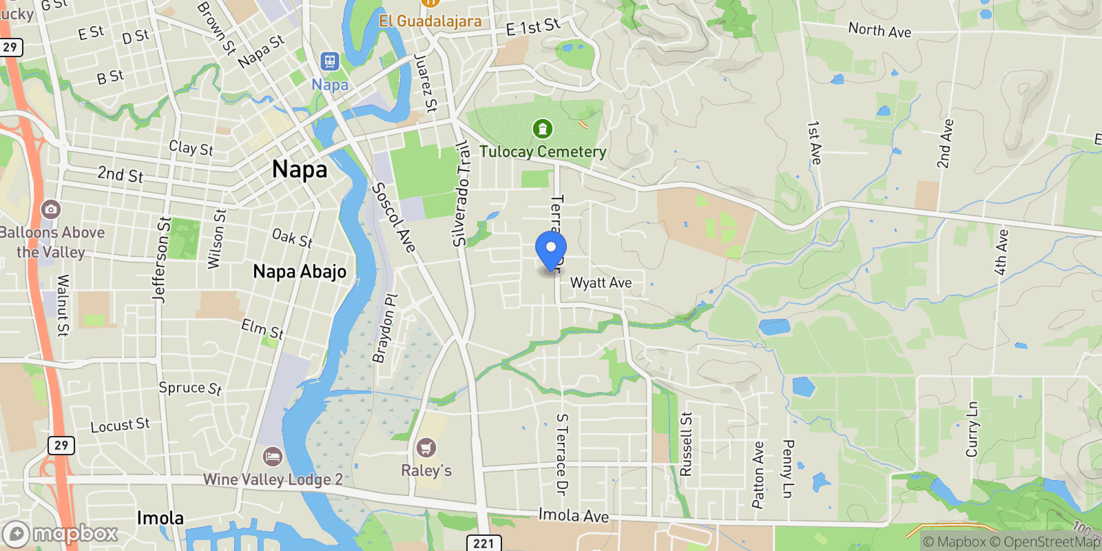 Map showing 1111 Terrace Dr, Napa, CA 94559, Napa, California, United States.