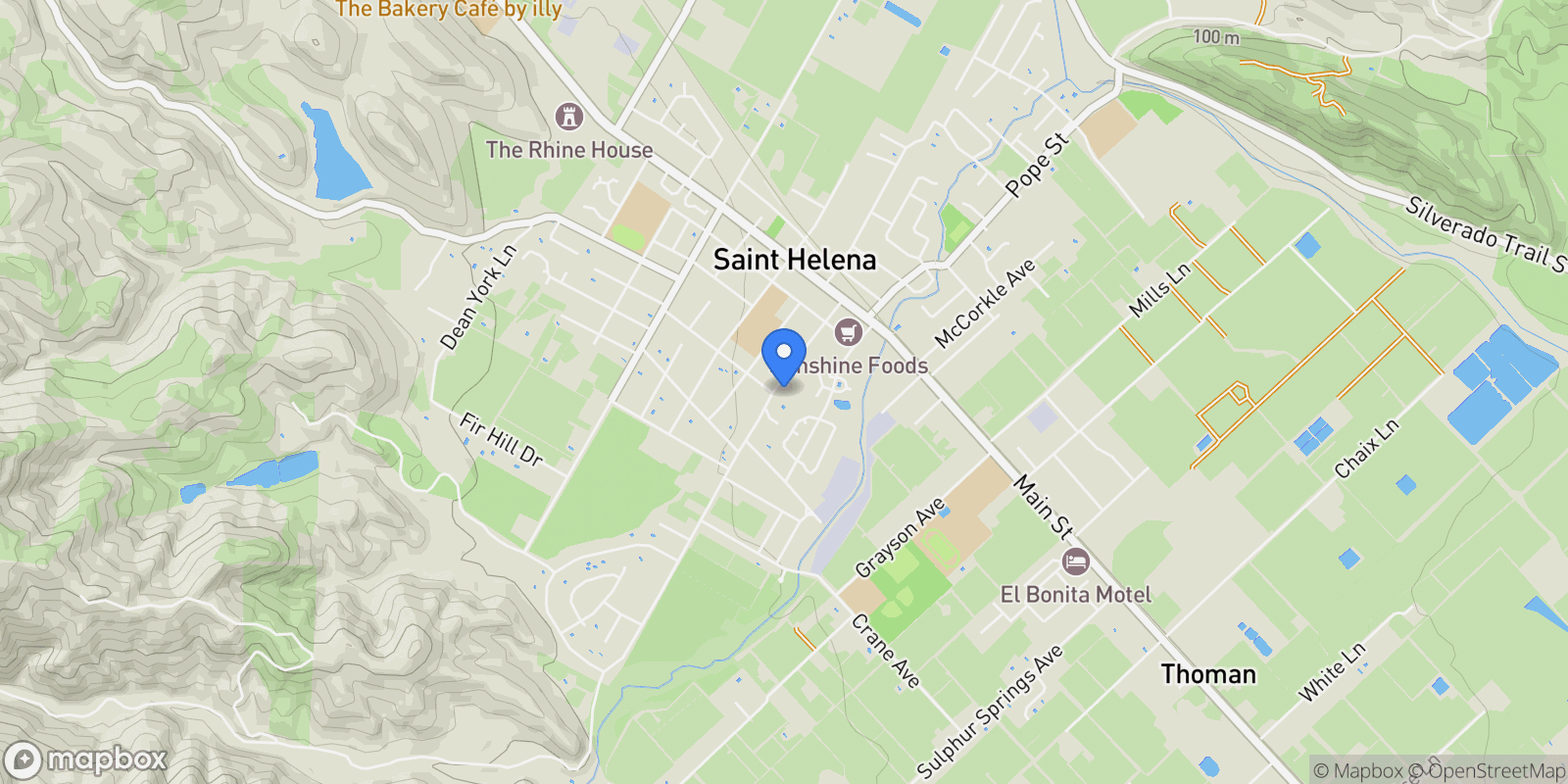 Map showing 1551 Spring St, St. Helena, CA 94574, St. Helena, California, United States.