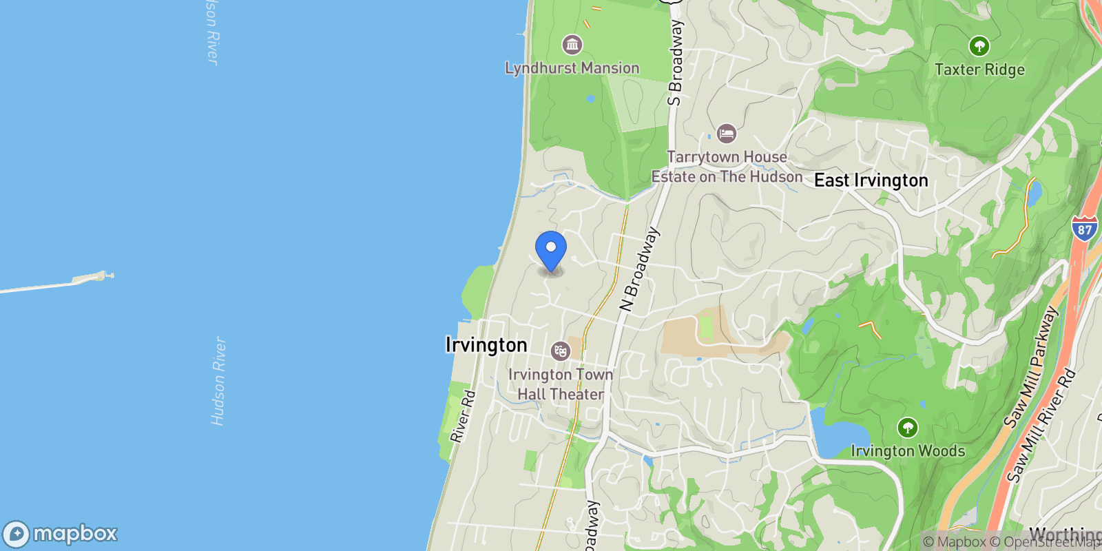 Map showing 43 Matthiessen Park N, Irvington, NY 10533, Irvington, New York, United States.