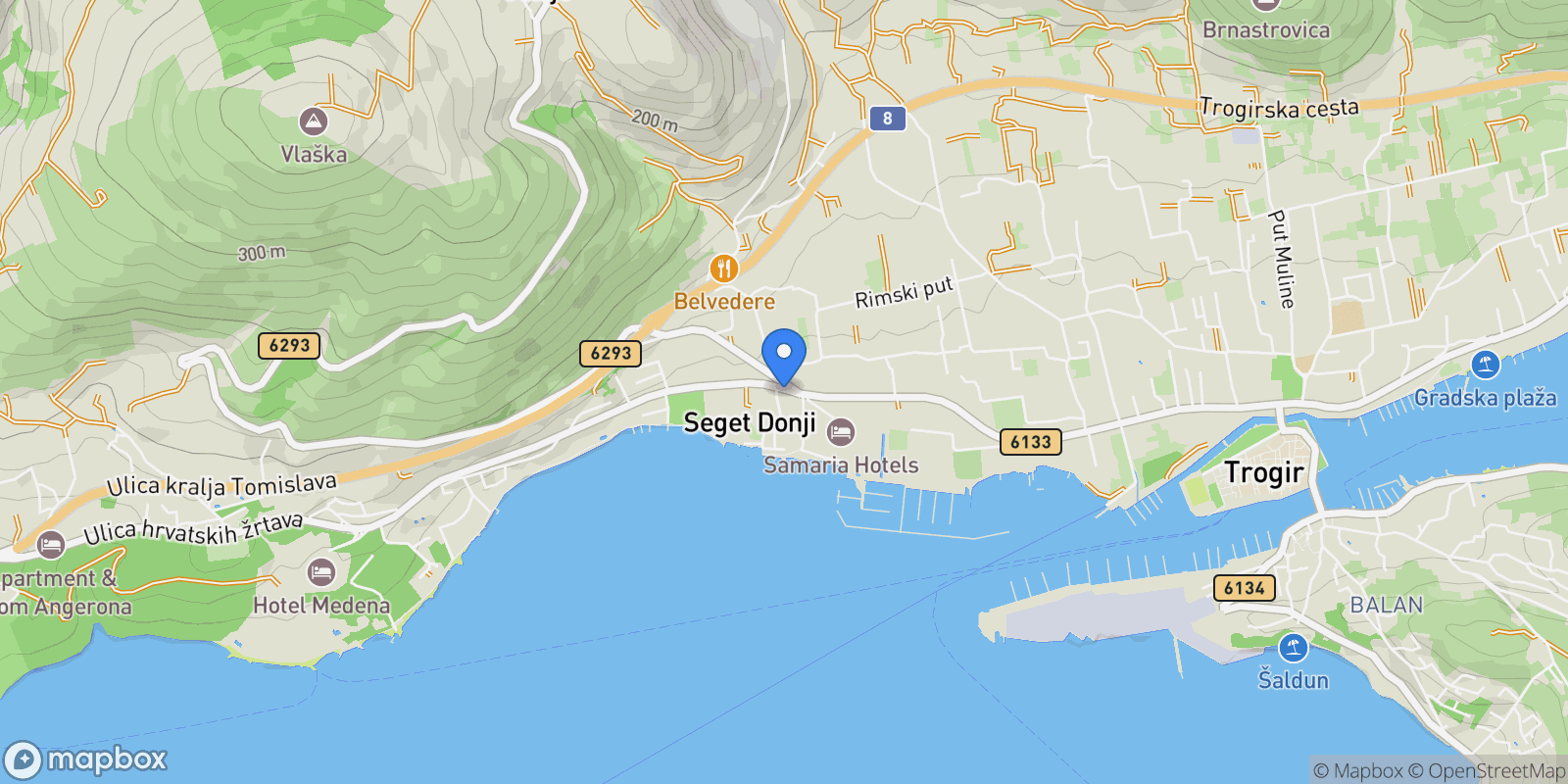 Map showing Seget Donji, Split-Dalmatia County, Croatia.