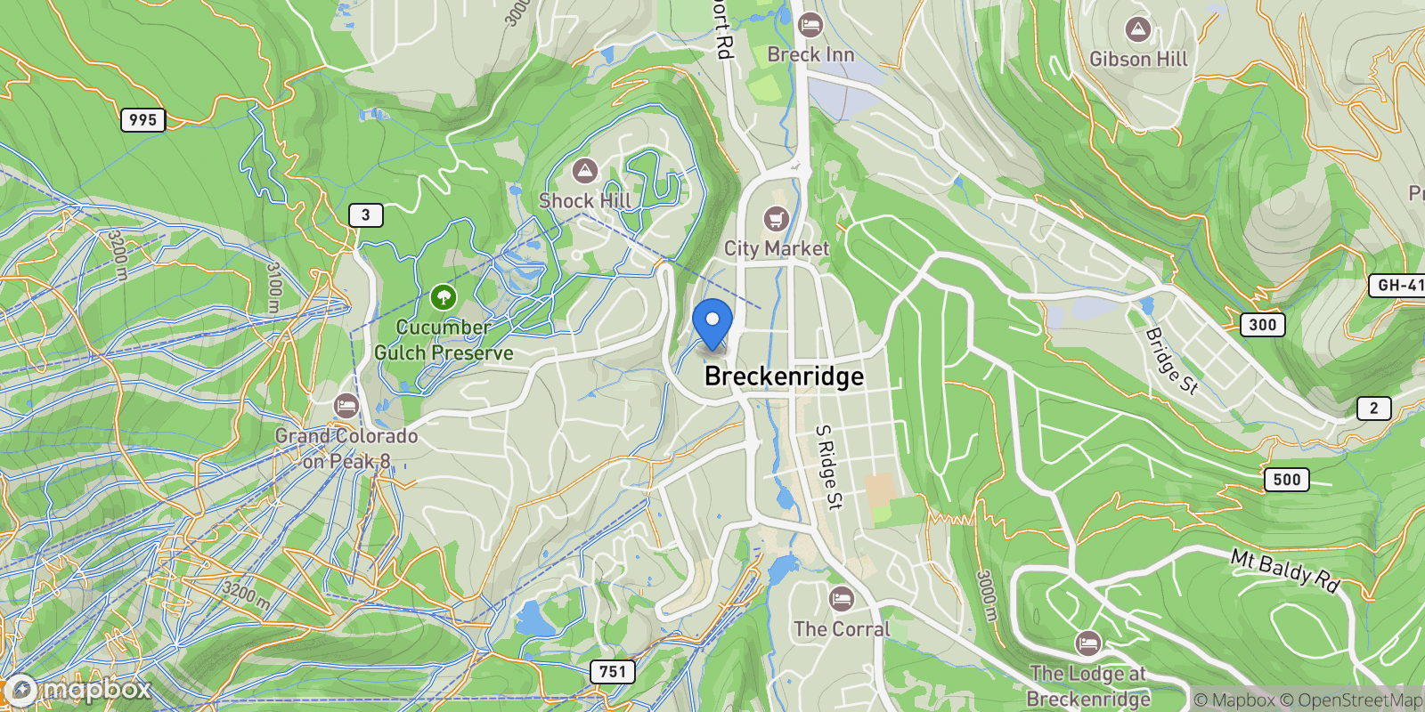 Map showing 35 Mountain Thunder Drive Unit# 5208, Breckenridge, CO 80424, Breckenridge, Colorado, United States.