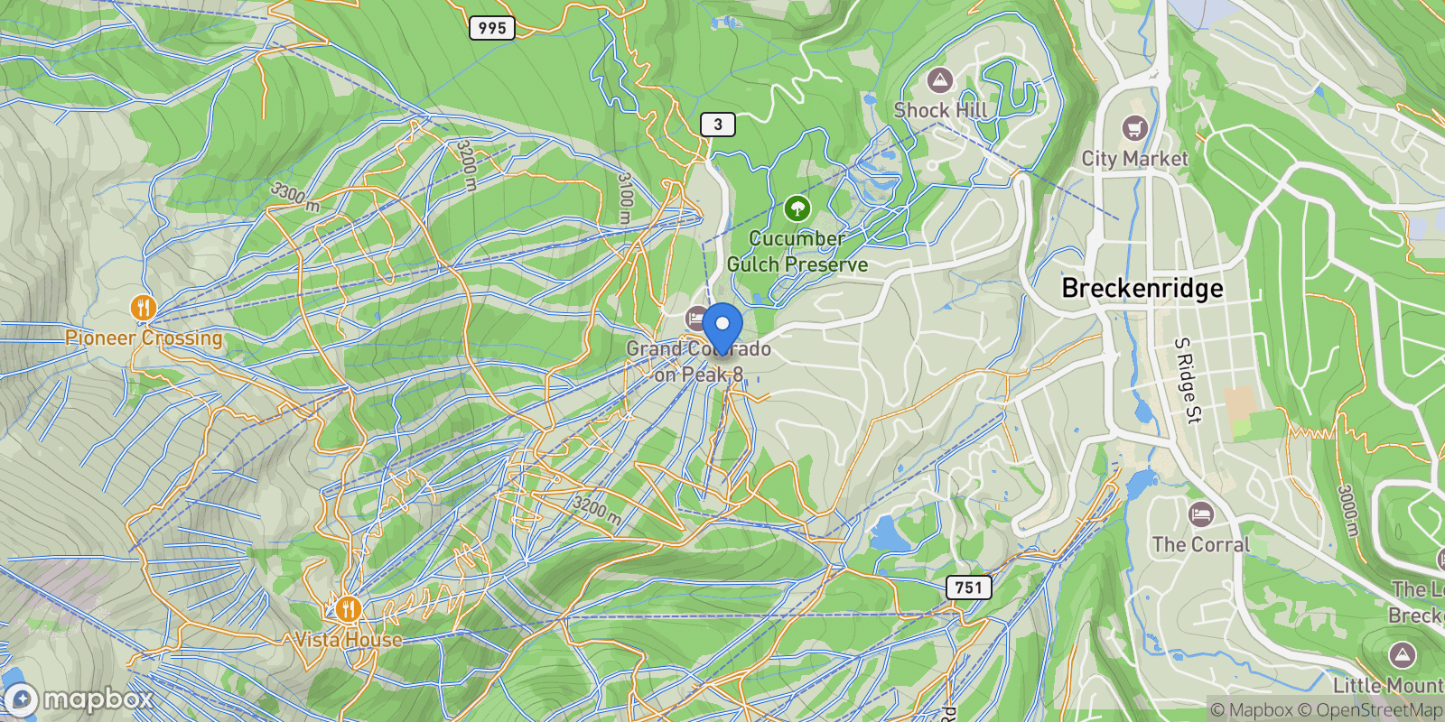 Map showing 1521 Ski Hill Road Unit# 8424, Breckenridge, CO 80424, Breckenridge, Colorado, United States.