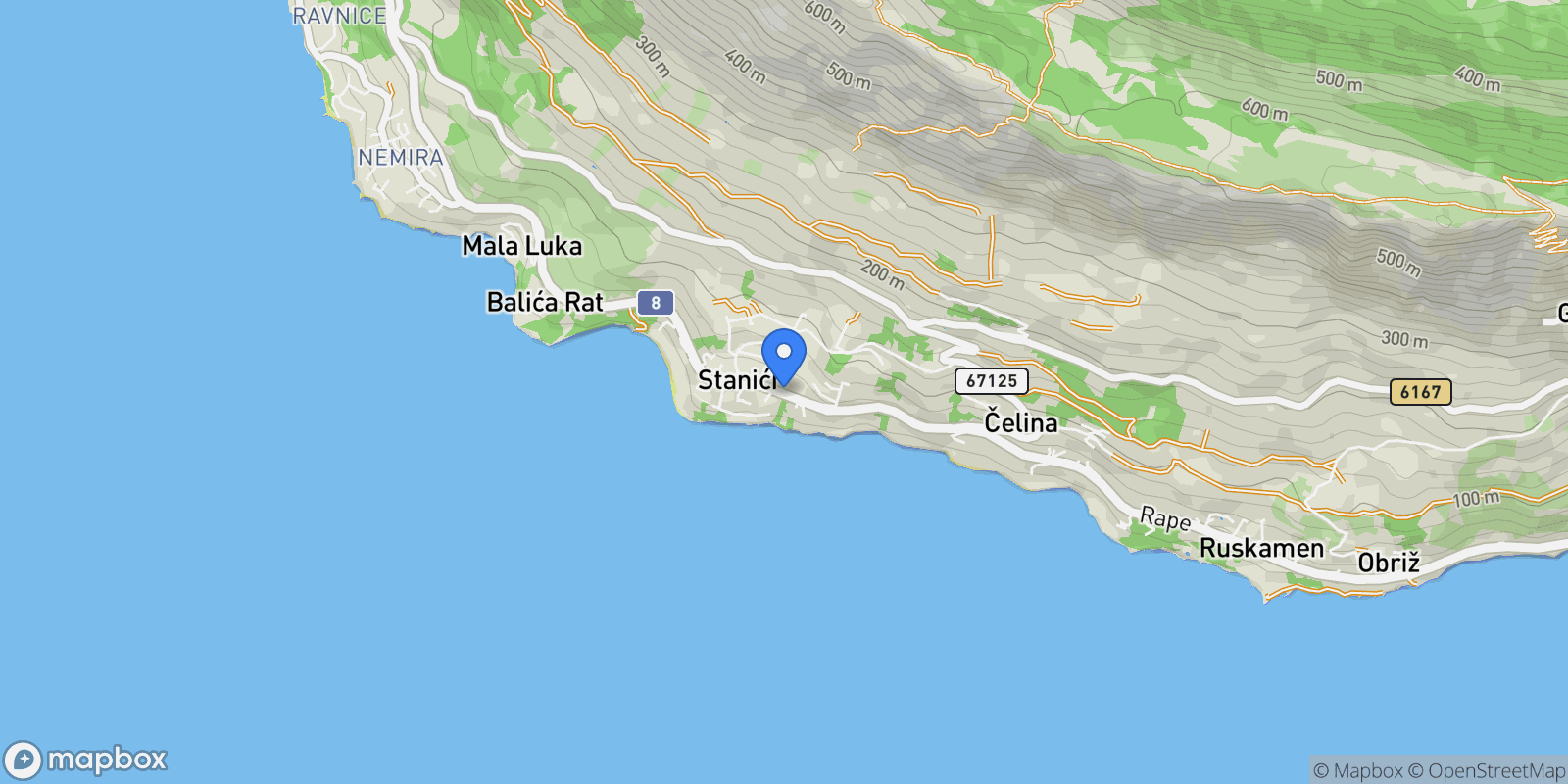 Map showing Grad Omis, Split-Dalmatia County, Croatia.