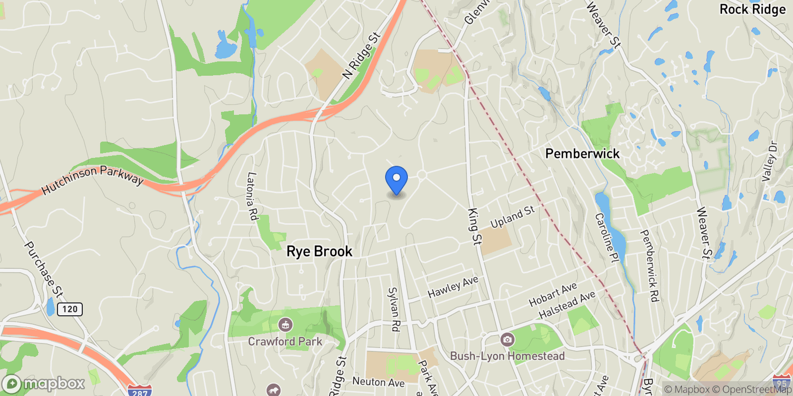 Map showing 20 Woodland Drive, Rye Brook, NY 10573, Port Chester, New York, United States.