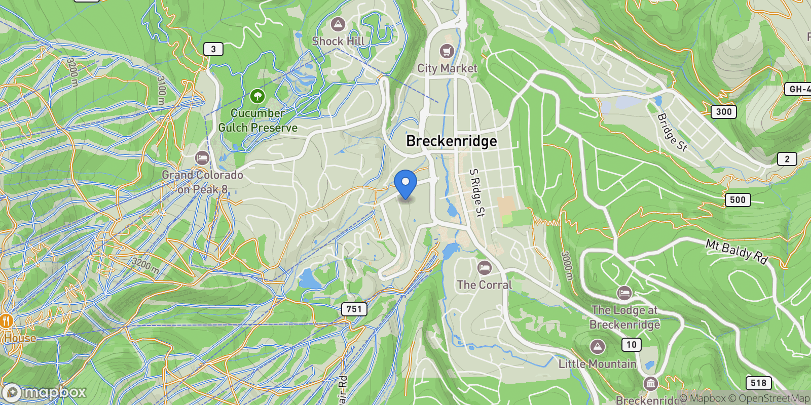 Map showing 270 Primrose Path Unit# 33B, Breckenridge, CO 80424, Breckenridge, Colorado, United States.