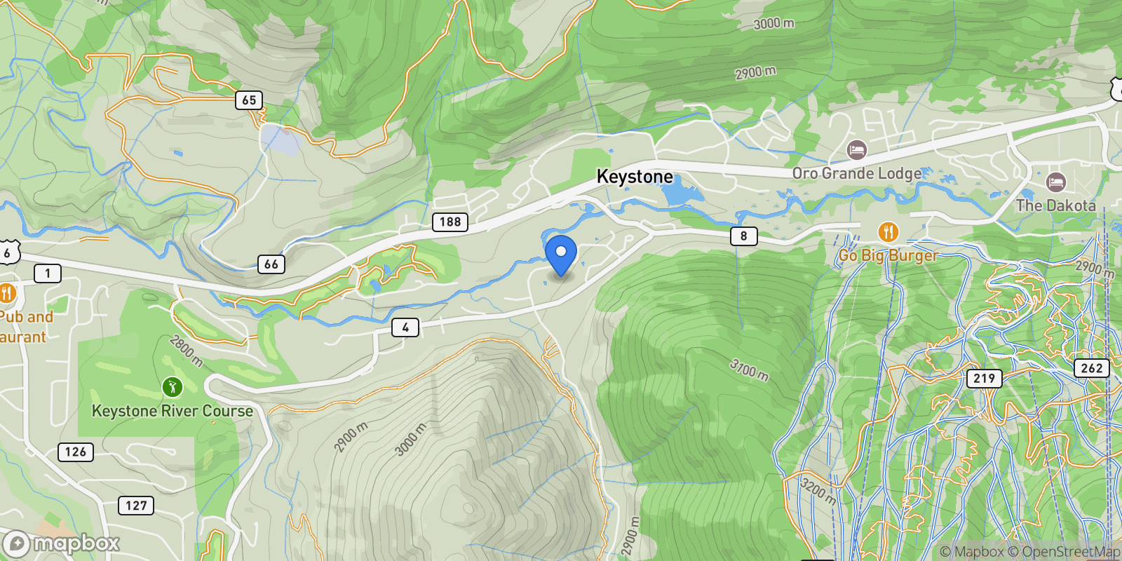 Map showing 1977 Soda Ridge Road Unit# 1194, Keystone, CO 80435, Dillon, Colorado, United States.
