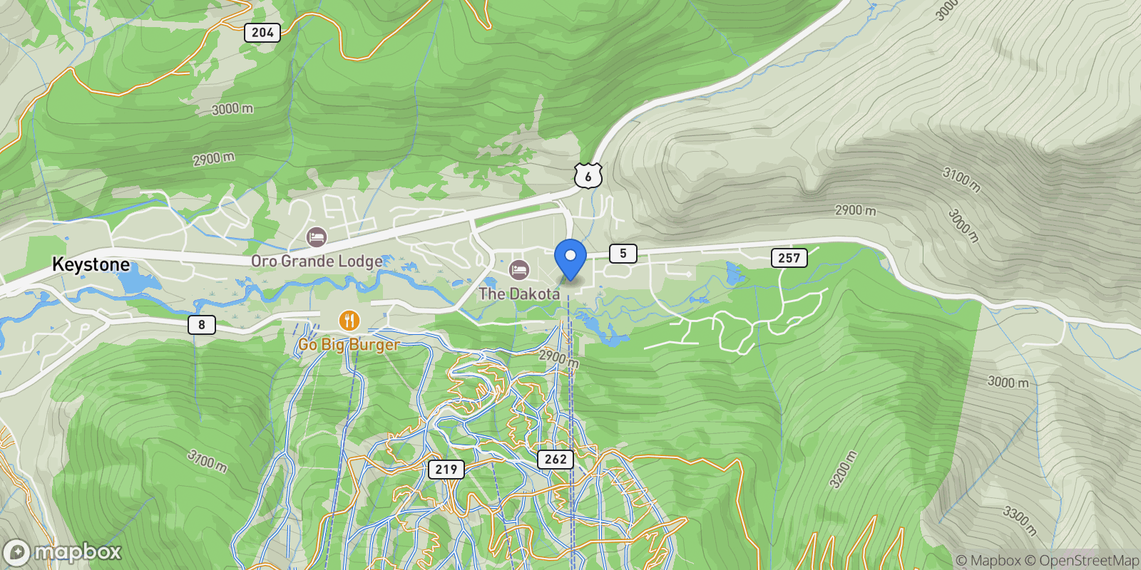 Map showing 75 Hunki Dori Court #W410, Keystone, CO 80435, Dillon, Colorado, United States.