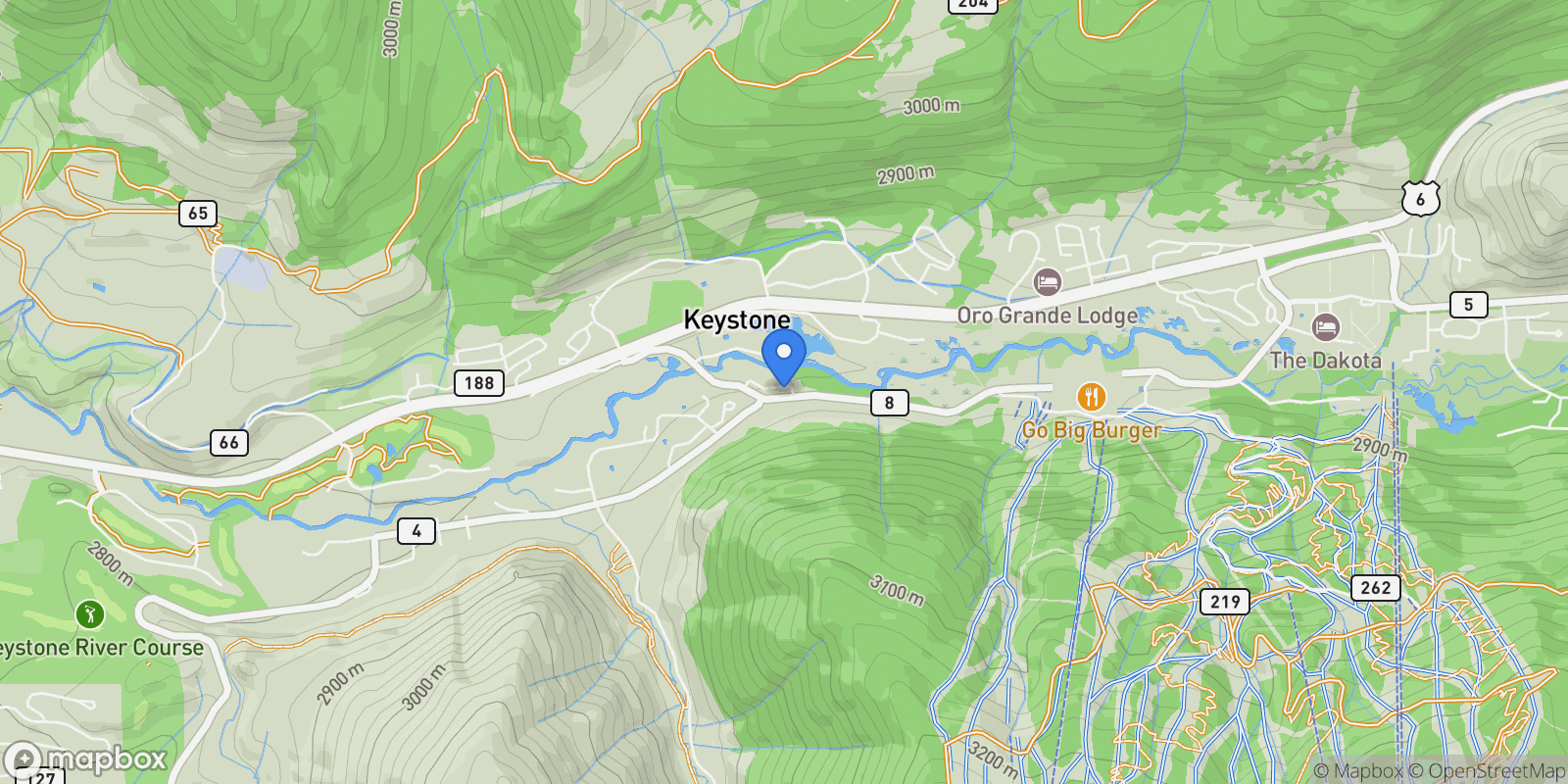 Map showing 102 Lake Ridge Circle Unit# 1892, Keystone, CO 80435, Dillon, Colorado, United States.
