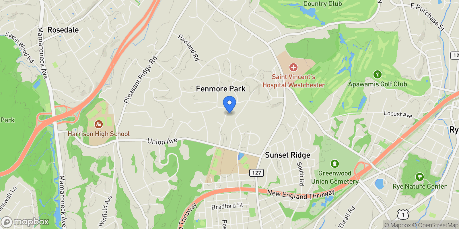 Map showing 25 Ramapo Trail, Harrison, NY 10528, Harrison, New York, United States.