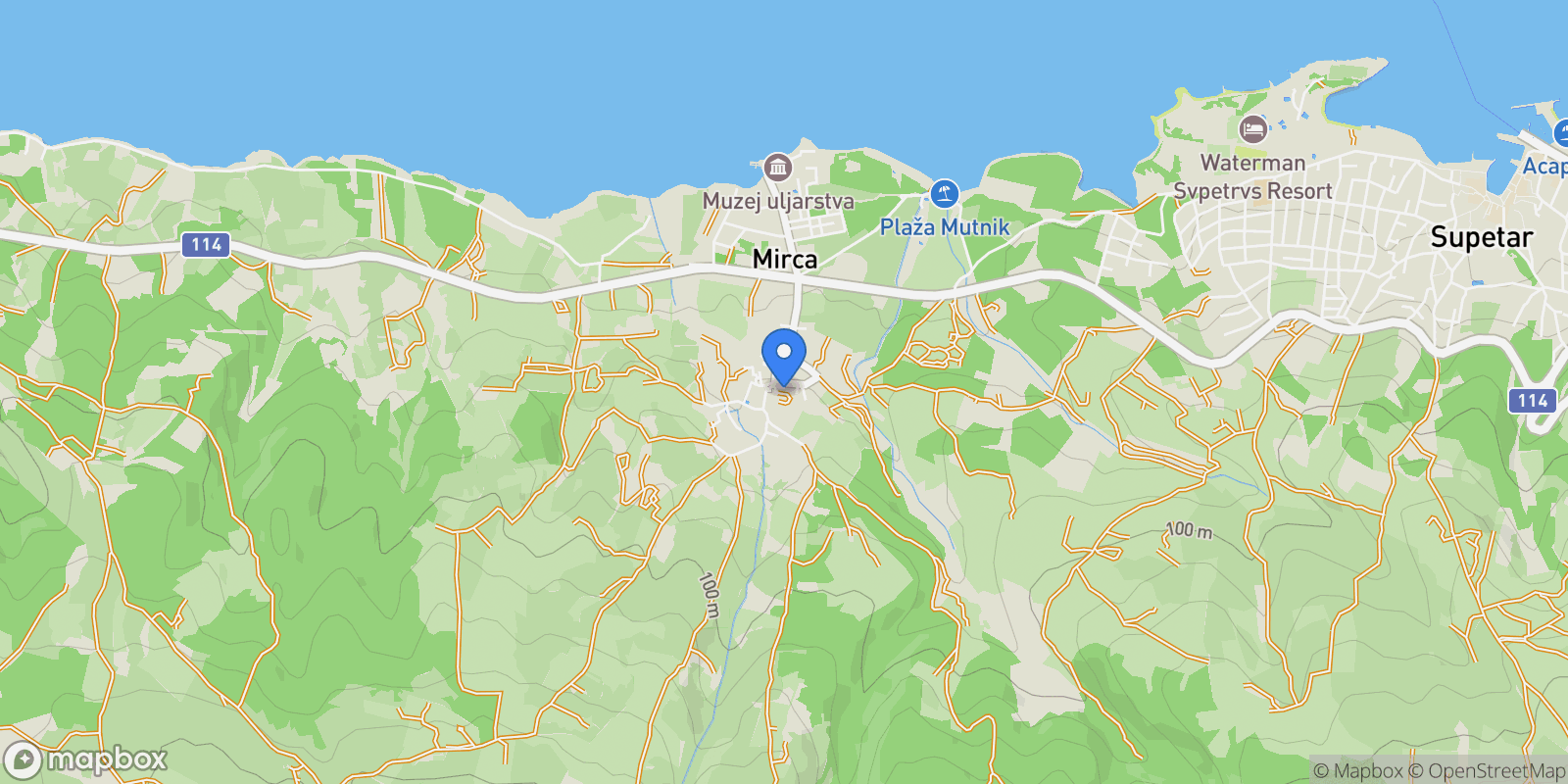 Map showing Mirca, Split-Dalmatia County, Croatia.
