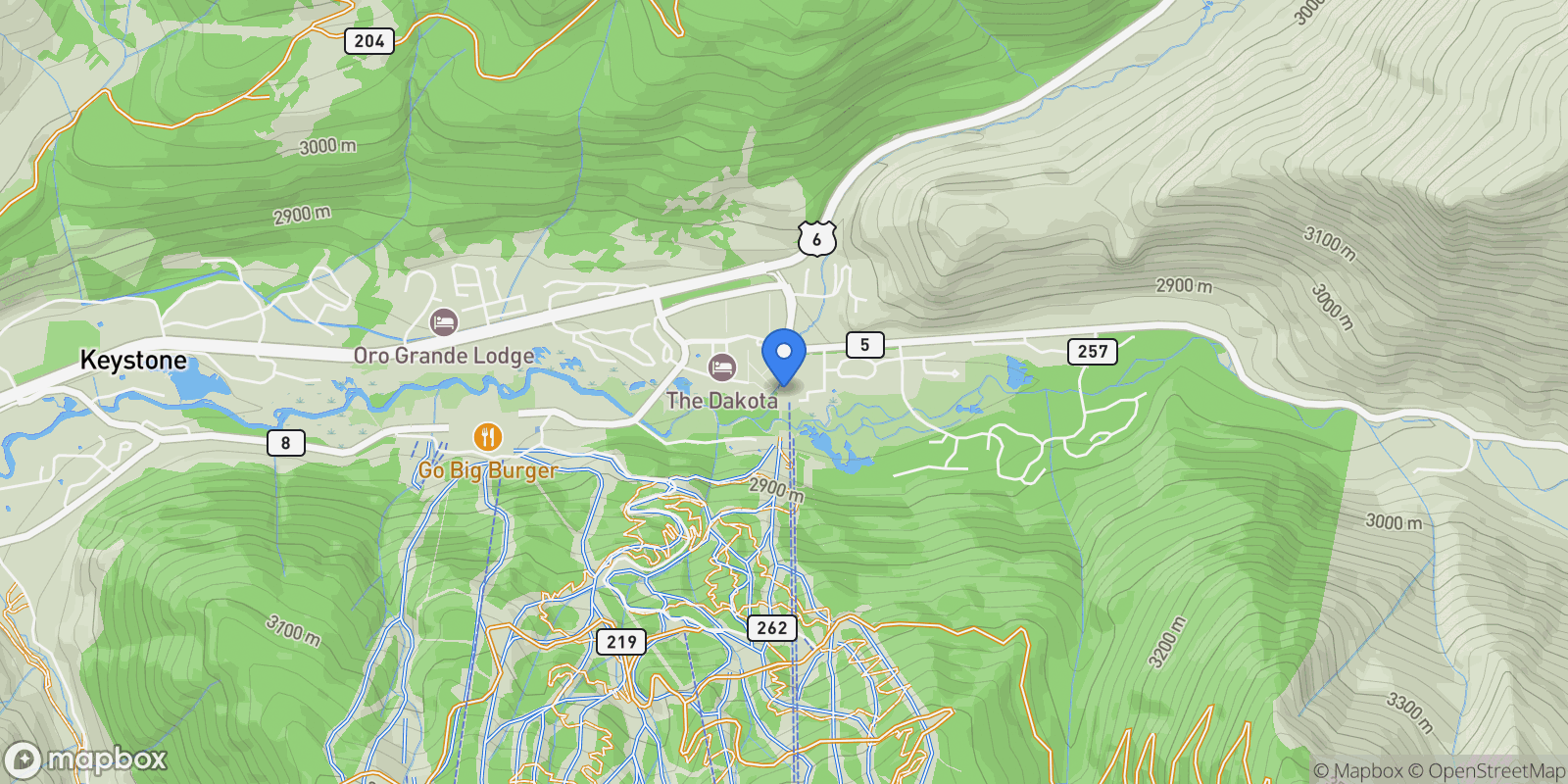Map showing 75 Hunki Dori Court #E405, Keystone, CO 80435, Dillon, Colorado, United States.