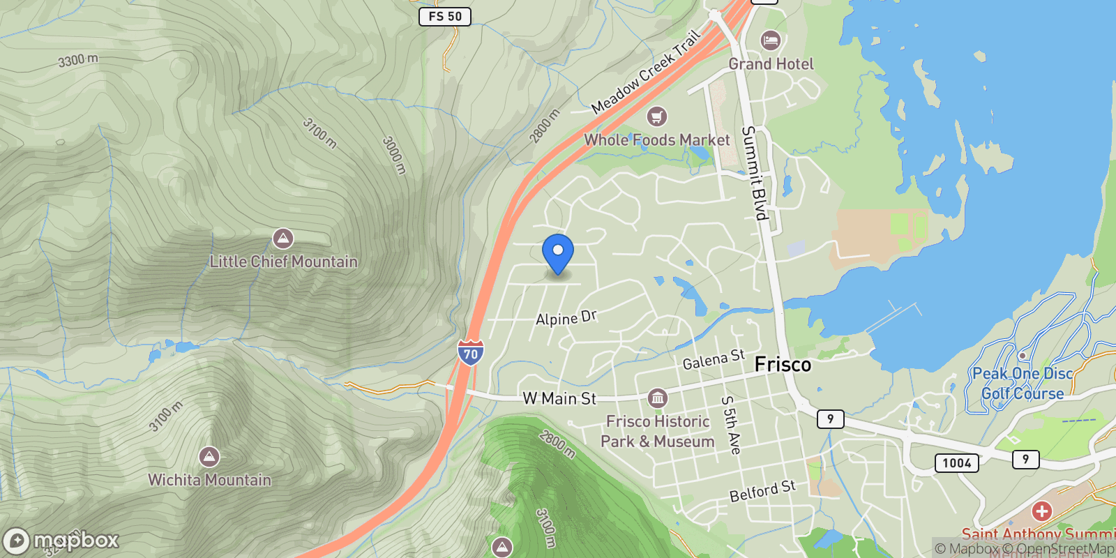 Map showing 205 Aspen Drive , Frisco, CO 80443, Frisco, Colorado, United States.