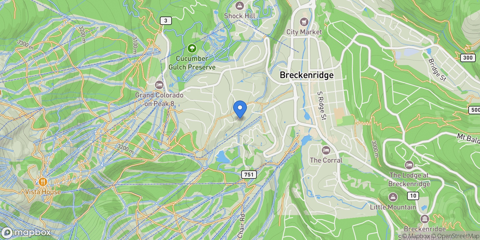 Map showing 965 Four Oclock Road Unit# 0, Breckenridge, CO 80424, Breckenridge, Colorado, United States.