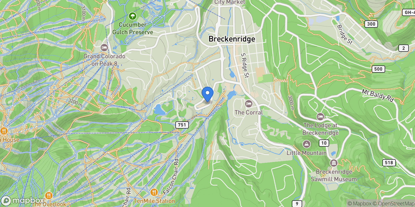 Map showing 601 Village Road , BLDG #1 Unit# 503, Breckenridge, CO 80424, Breckenridge, Colorado, United States.