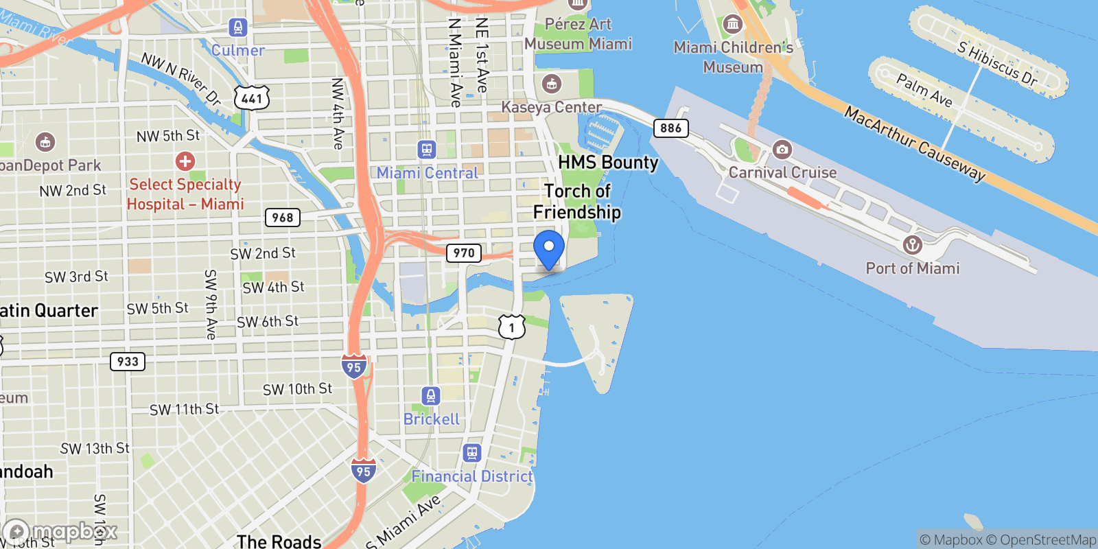 Map showing 300 Biscayne Boulevard Wa, #5201E, Miami, FL, 33131, USA, Miami, Florida, United States.